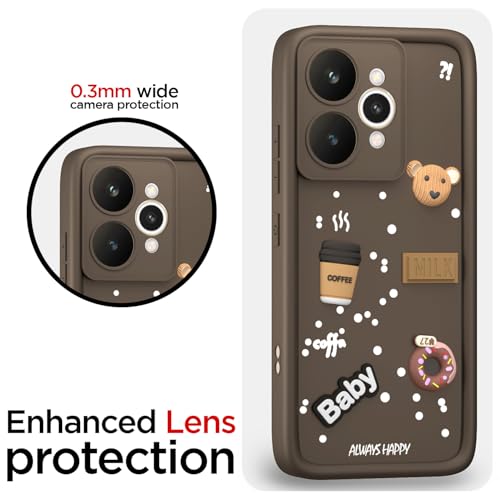 Pikkme Back Cover for Realme 15 Pro 5G | 3D Bear Silicone Cute & Fun Coffee Cartoon | Full Body Protection Bumper Case (Brown) - Image 5