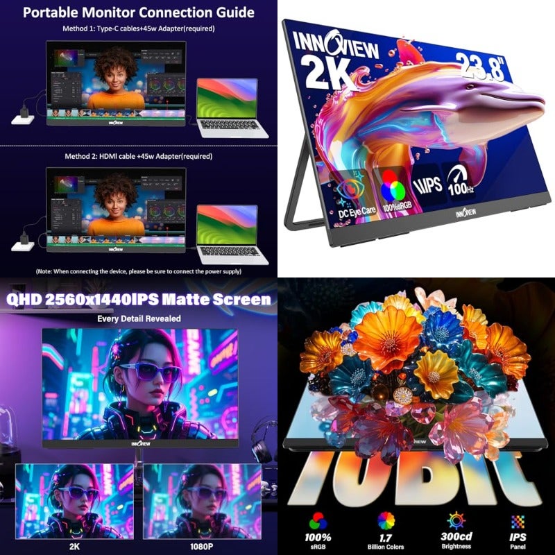 جينيريك Innovie 23 8 Portable Monitor 2k Qhd 23.8 inch