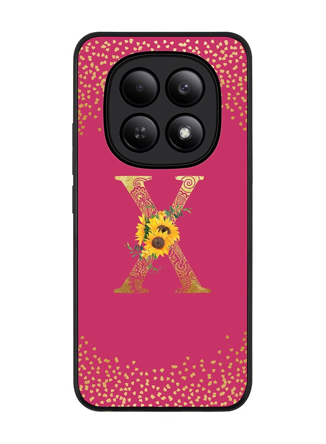 For Xiaomi Redmi Note 15 4G Case,Slim fit Camera Protection, Shockproof Thin Phone cover  - Custom Floral Monogram - X ( Deep Pink )