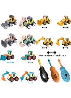 DIY Removable Engineering Vehicle Toy Suit Boy Screw Assembly Children Disassembly Model Development Digger-Colour:(3 Types Of Card Head Bags) 12 Pieces In Total, Free Screwdrivers [collect And Get 3 More Screwdrivers]
