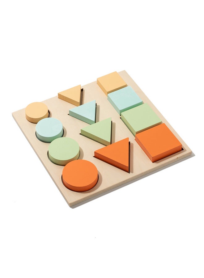 Products Geometric Puzzle Jigsaw Puzzle Wooden Shape Building Blocks Montessori Early Education Children's Educational Toys-Color:Style 3 - Image 1