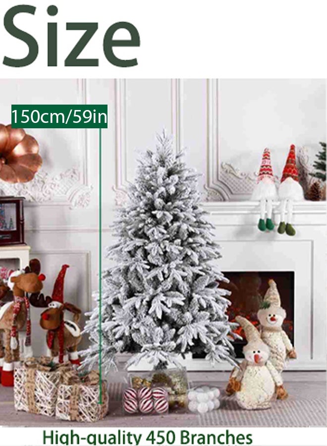 VUCATIN White Christmas Tree Snow Flocked Spruce Snowy Holiday Xmas Tree for Home Easy Assembly Metal Stand (A:150CCM) - Image 2