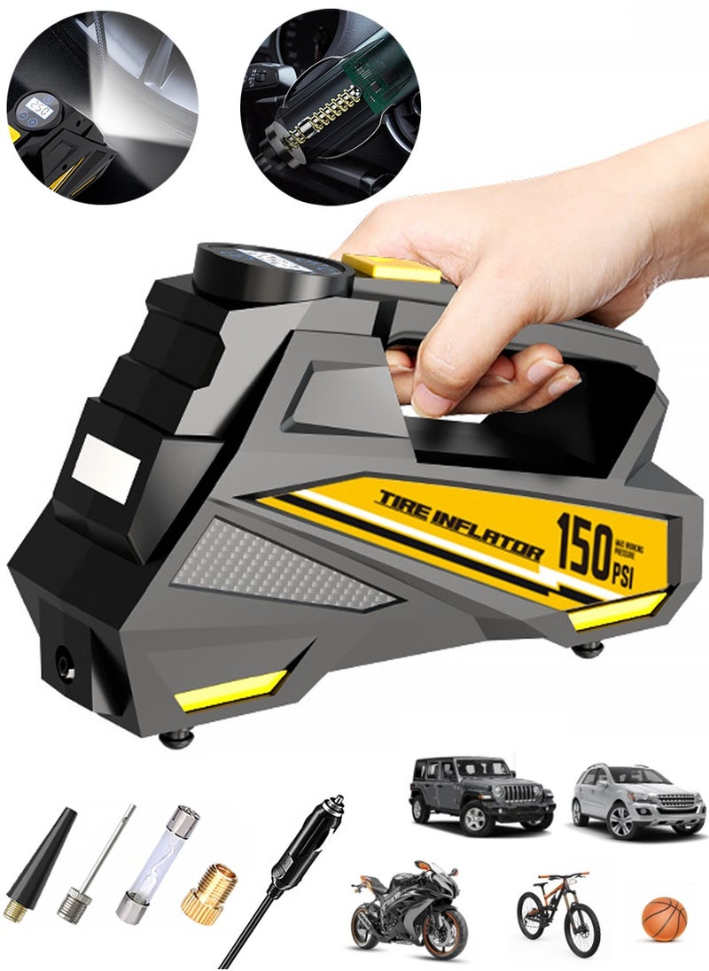 Carsun Car Tyre Inflator Air Compressor,12V DC Cord Portable Electric Air Pump with Auto Shutoff and LED Light,150PSI Fast Tire Inflator for Car/Motorcycle/Bicycles/Ball/Other Inflatables  - Image 1