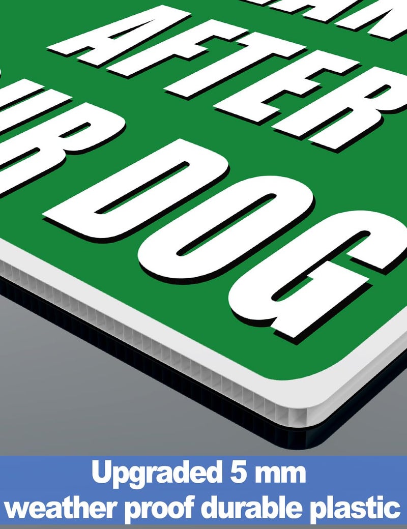 Multiwins 2-Pack Clean Up After Your Dog Signs, 12.6" x 9.5" with Metal Stake, No Dog Poop Lawn Signs with UV Protected & Waterproof, Double Sided Pick Up After Your Dog Sign for Yard - Image 5