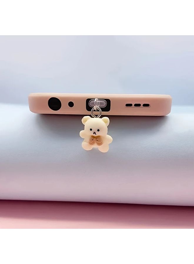 3D Bear Pendant Dust Plug Lightning Charging Port Cover Brown Mobile Phone Accessory - Image 3