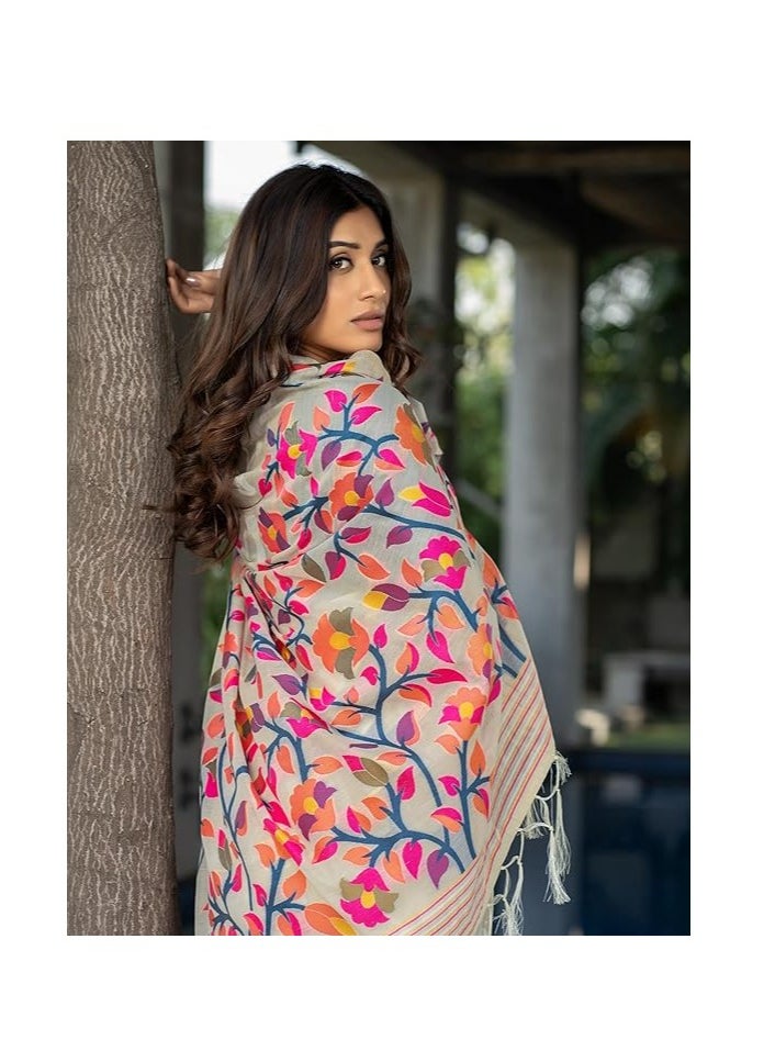 Accessorize Kingdom - Women's Cotton Jacquard Saree With Unstitched Blouse Piece - Image 1
