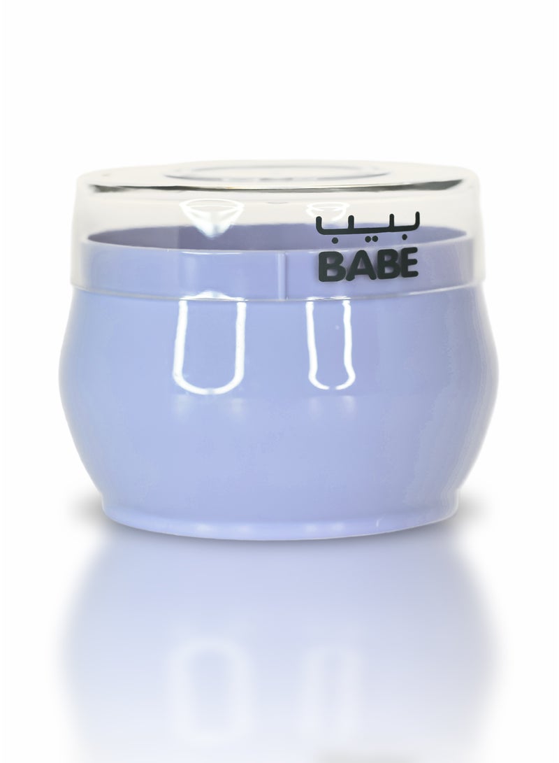 BABE - Baby Powder Puff with Storage Container, Portable, Refillable, Soft Polyester Applicator for Baby Powder, (Lavender) - Image 1