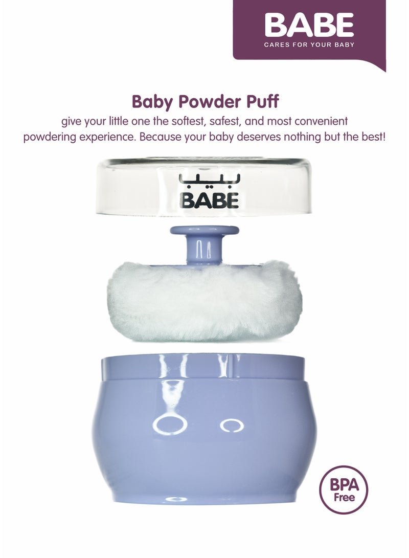 BABE - Baby Powder Puff with Storage Container, Portable, Refillable, Soft Polyester Applicator for Baby Powder, (Lavender) - Image 4