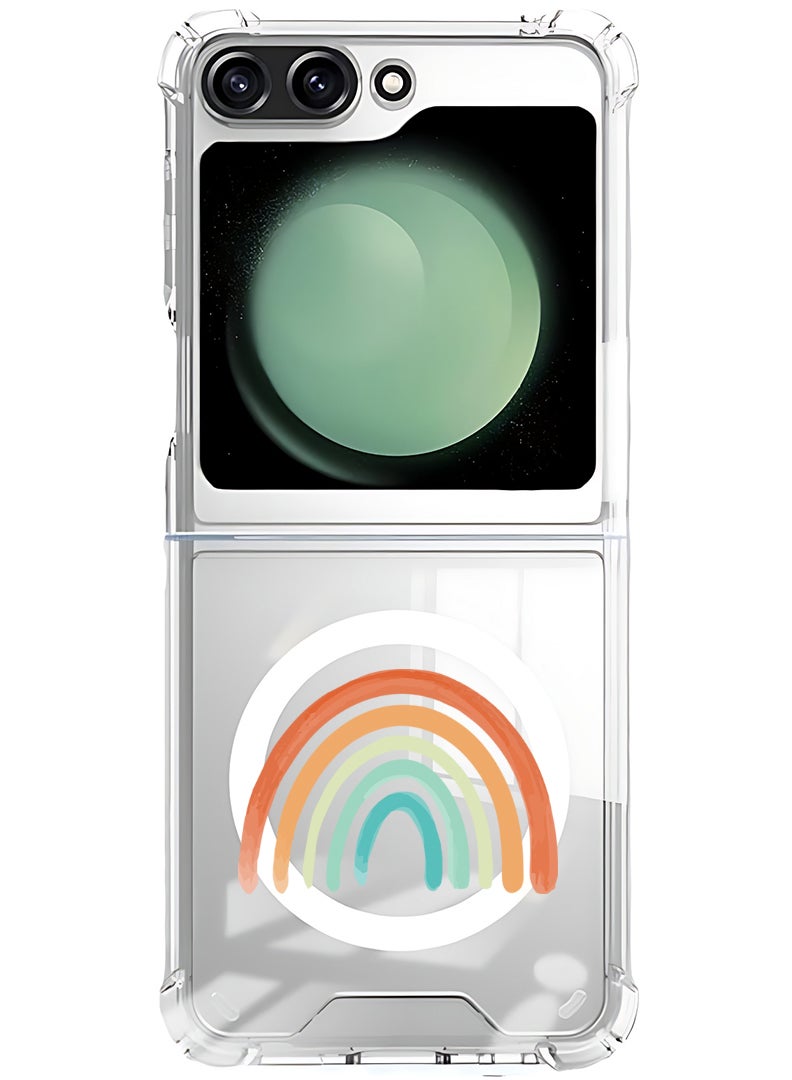 Theodor Magnetic Case for Samsung Galaxy Z Flip 6 Compatible with MagSafe Wireless Charging, Shockproof Phone Bumper Cover Rainbow - Image 1