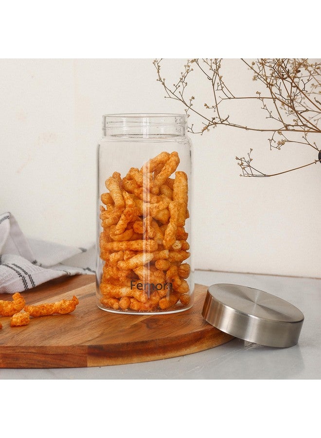 Femora Femora Borosilicate Glass Round Jar With Stainless Steel Air Tight Lid| Glass Jars For Kitchen| Kitchen Storage Jar| 1 Year Warranty|Jars for Gifting, Snacks,Spice, Cookies, Dry Food|550 ML| Set Of 6 - Image 3