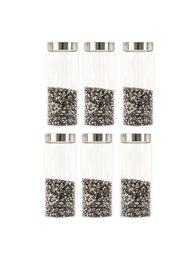 Femora Femora Borosilicate Glass Round Jar With Stainless Steel Air Tight Lid| Glass Jars For Kitchen| Kitchen Storage Jar| 1 Year Warranty|Jars for Gifting, Snacks,Spice, Cookies, Dry Food|550 ML| Set Of 6 - Image 5