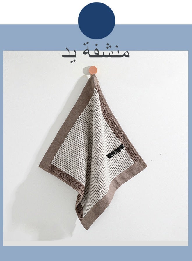 34*34 Cm Brown-Bordered Absorbent Pure Cotton Hand Towel - Image 1