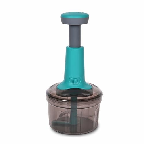 Trueware Classic Push Chopper & Blender | 800 ML | Green | Plastic | Steel Large Manual Hand-Press Vegetable Chopper Mixer Cutter to Cut Onion, Salad, Tomato, Potato | BPA Free - Image 1