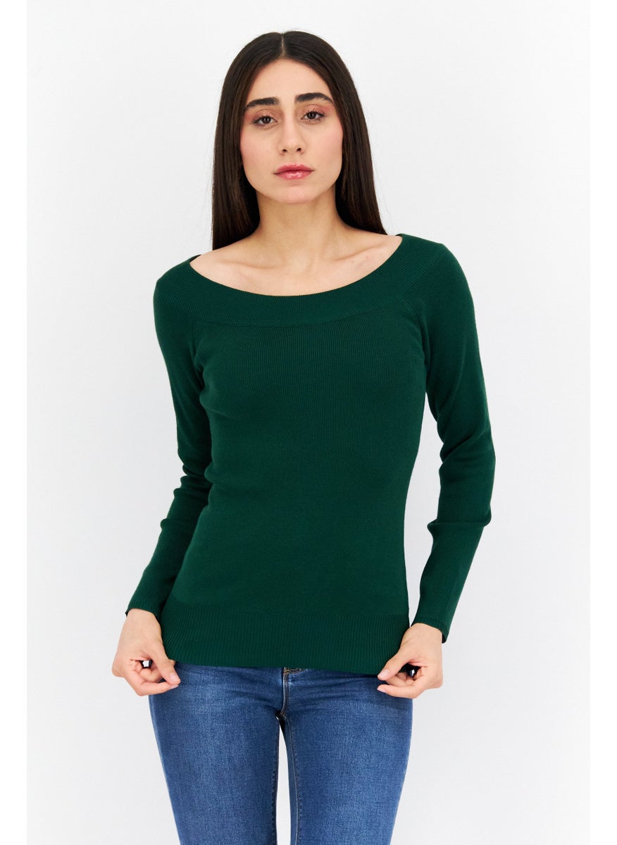 Women Off Shoulder Ribbed Sweater, Green - pzsku/Z511791B85F879E4BEEE5Z/45/_/1738160328/acf6028f-cea0-4432-8878-37d2c1fdf6c4