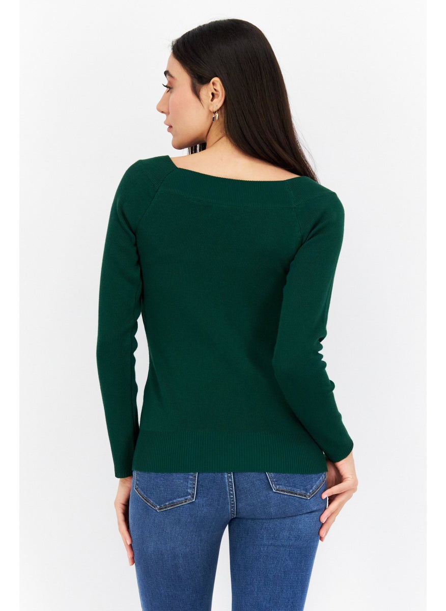 Women Off Shoulder Ribbed Sweater, Green - pzsku/Z511791B85F879E4BEEE5Z/45/_/1738160331/e5e41ddb-0968-4bbc-89c6-7b9634cb60d1