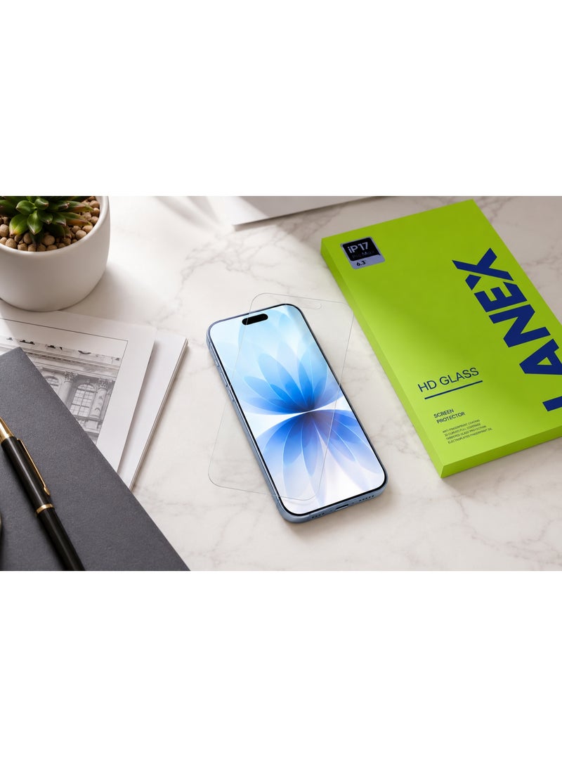 LANEX Ultra-Clear HD Tempered Glass Screen Protector for iPhone 17 6.3-Inch with Quick Alignment Tray and Anti-Fingerprint Shield - Image 3
