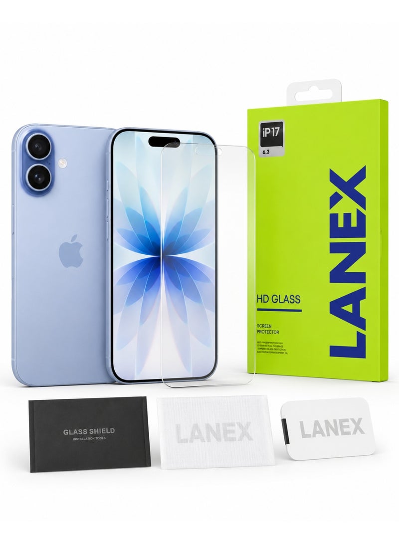 LANEX Ultra-Clear HD Tempered Glass Screen Protector for iPhone 17 6.3-Inch with Quick Alignment Tray and Anti-Fingerprint Shield - Image 4