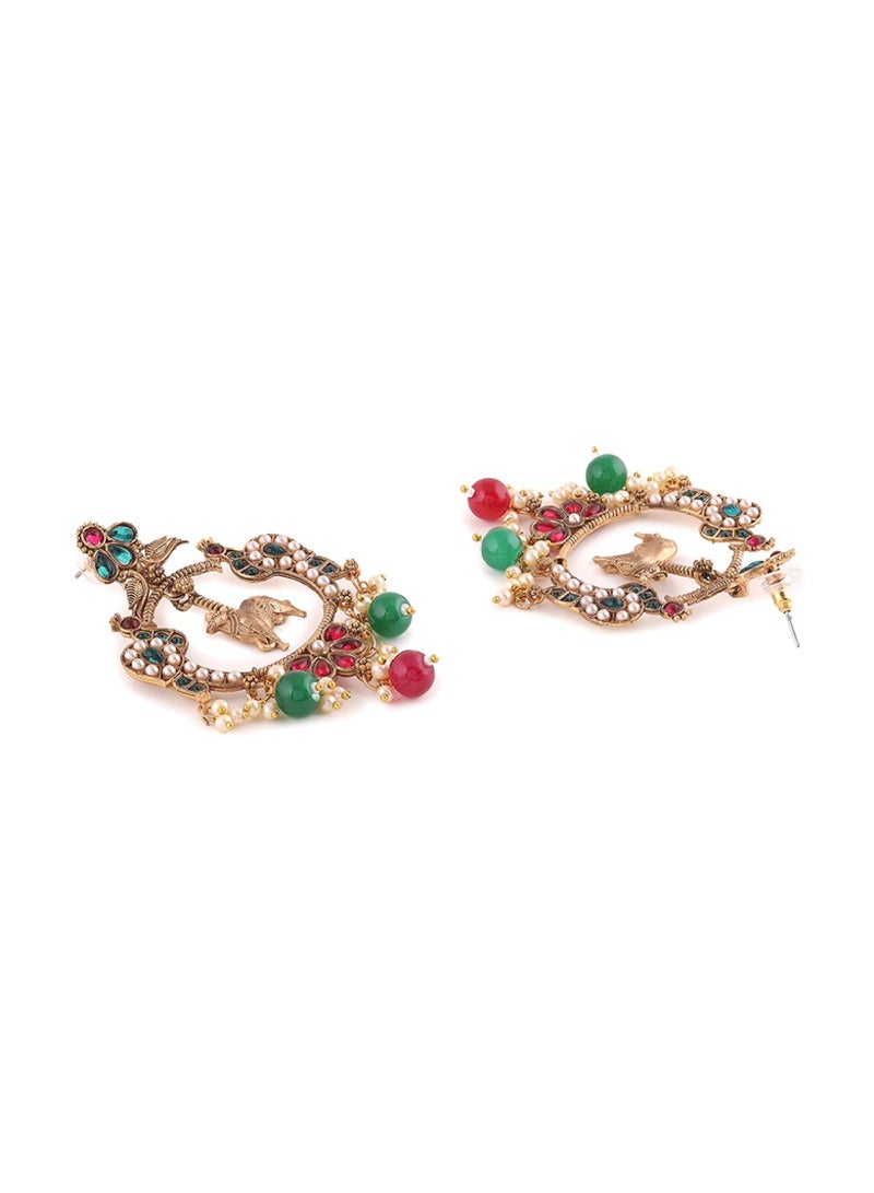 Priyaasi Artificial Stones Studded Contemporary Drop Earrings - Image 3