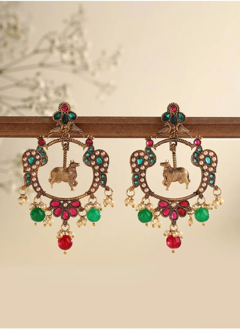Priyaasi Artificial Stones Studded Contemporary Drop Earrings