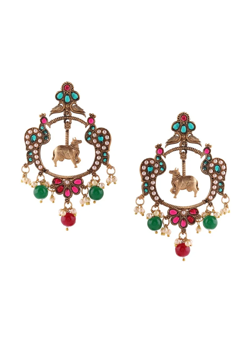 Priyaasi Artificial Stones Studded Contemporary Drop Earrings