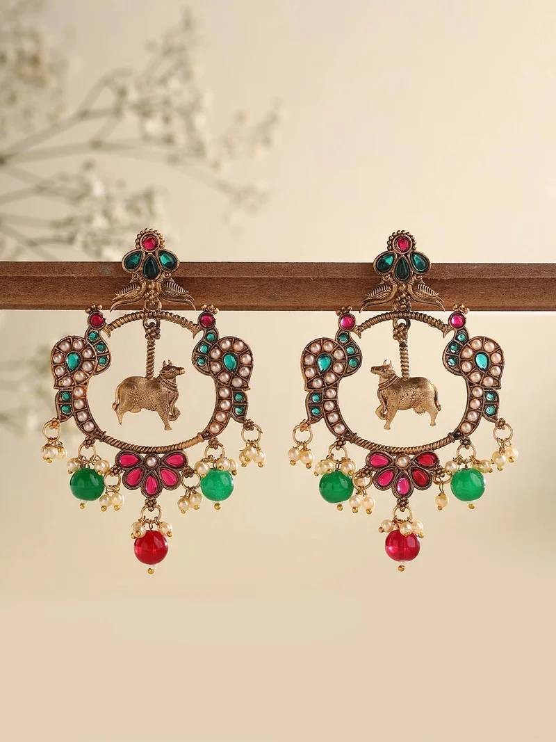 Priyaasi Artificial Stones Studded Contemporary Drop Earrings