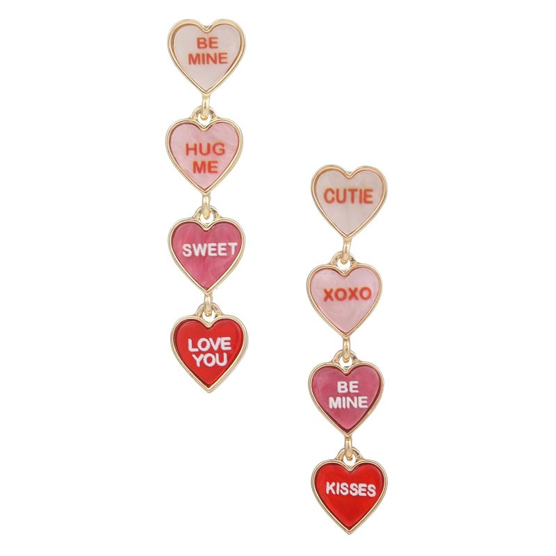 Madison Tyler Heart Pink Earrings for Women | Statement Heart Dangle Earrings | Jewelry Gifts for Valentines Wife Her - Image 1