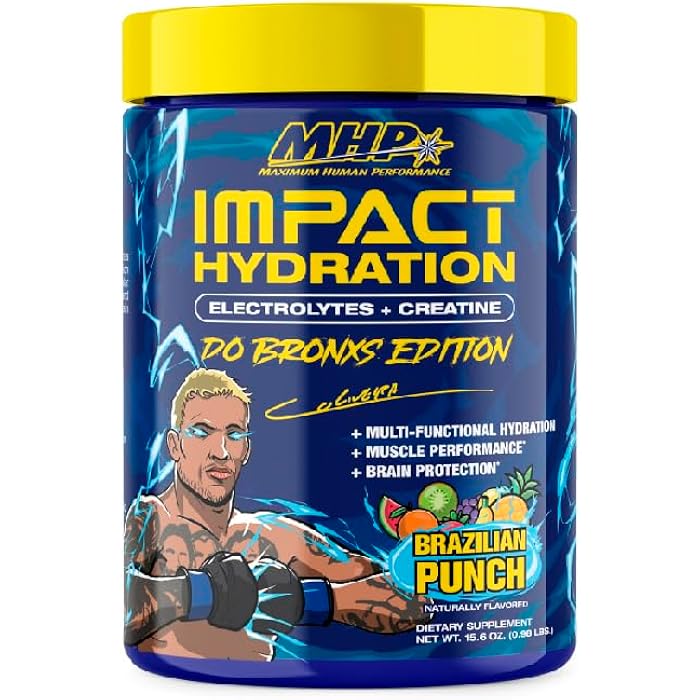 Maximum Human Performance MHP Impact Hydration “Do Bronx Edition” Electrolyte Creatine Sports Drink Mix, No Artificial Sweeteners or Colors, Performance, Strength, Recovery, Brazilian Punch, 30 Servings - Image 1