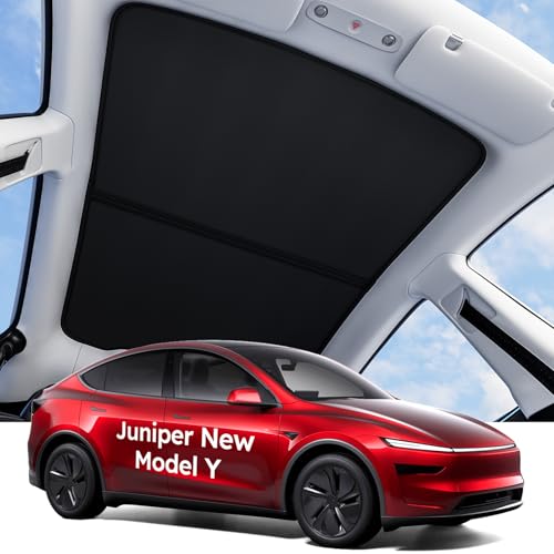Wigoo Tesla New Model Y Juniper Accessories Sunshade Roof [Never Sag, Nano Ice-Crystal Coatings] Heat Insulation Glass Roof Sun Shade, Accessories for Tesla New Model Y 2025 2026 Launch, Black - Image 1