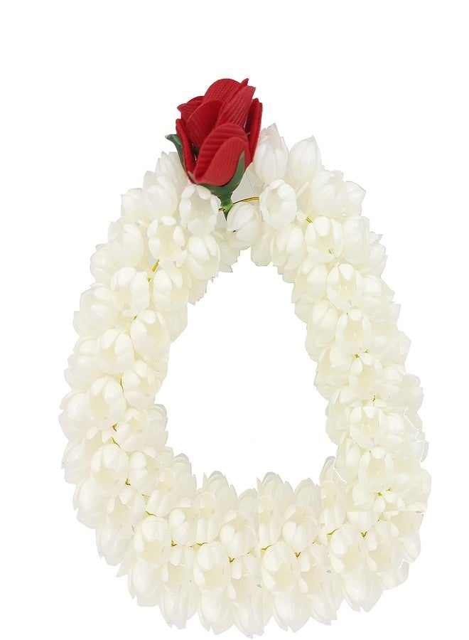 LUCKYMORDEN Traditional Mogra White Gajra with Red Roses, Hair Accessories for Women, Pack of 2 - Image 2