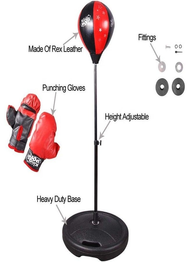 Cable World Kids Punching Bag Set with Stand, Boxing Gloves & Air Pump | Adjustable Height Punching Ball for Kids | Indoor Outdoor Sports Toy for Boys & Girls | Exercise, Fitness & Stress Relief Toy - Image 3