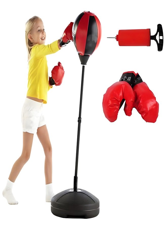 Cable World Kids Punching Bag Set with Stand, Boxing Gloves & Air Pump | Adjustable Height Punching Ball for Kids | Indoor Outdoor Sports Toy for Boys & Girls | Exercise, Fitness & Stress Relief Toy - Image 1