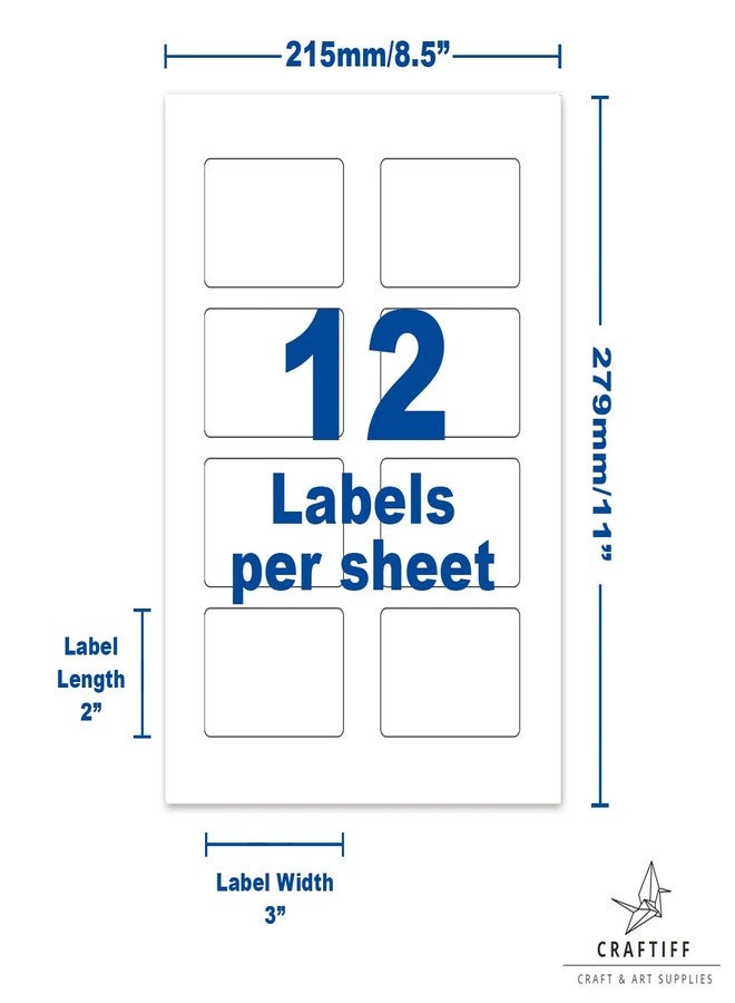 Craftiff 2x3 inch Rectangle Stickers Labels Matte White, Pack of 200, for Inkjet and Laser Printer, Vinyl Sheets Packaging Address Mail Business Craftiff - Image 2