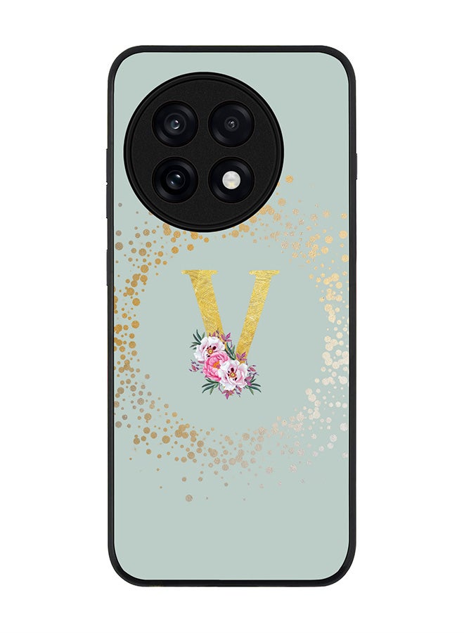 Stylizedd For OnePlus 13R / Ace 5 Pro Case,Slim fit Camera Protection, Shockproof Thin Phone cover  - Custom Monogram Floral - V  (Light Grey )