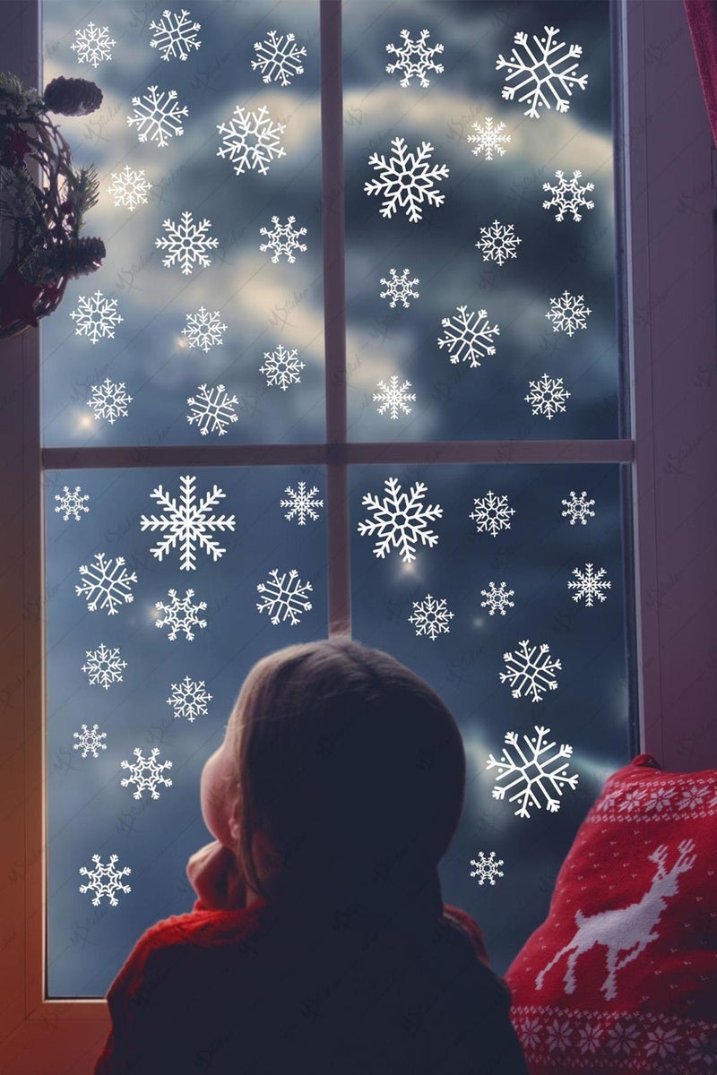Msticker Snowflakes Sticker Set - New Year Winter Themed Snowflakes New Year Sticker Suitable for All Surfaces  - Image 1