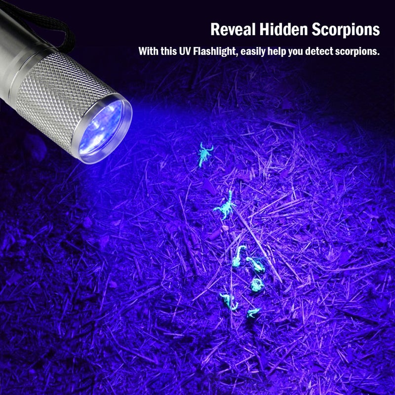 9LED UV Flashlight Torch Light Lamp Aluminum Blacklight Flashlight Detector - Image 4