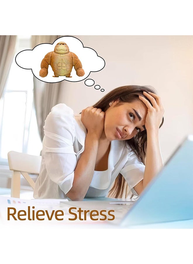 4 Pcs Squishy Monkey Decompress and Squeeze Stress Toy Animal Styling Stress Relief Stretchy Toys Stress Relief Squishy Monkey Toy Elastic and Soft Fidget Toy, Gift for Children and Adults Birthday - Image 5