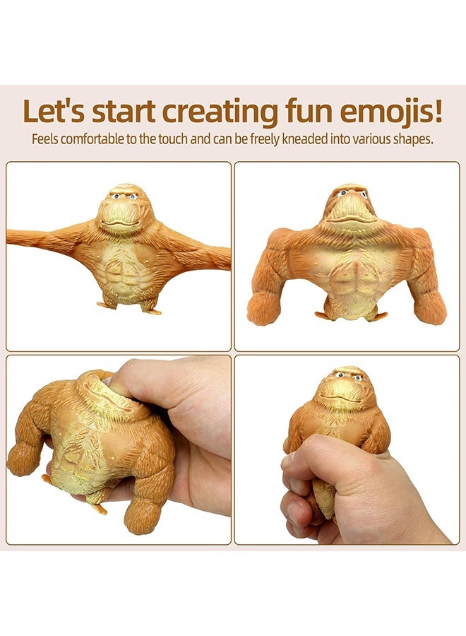 4 Pcs Squishy Monkey Decompress and Squeeze Stress Toy Animal Styling Stress Relief Stretchy Toys Stress Relief Squishy Monkey Toy Elastic and Soft Fidget Toy, Gift for Children and Adults Birthday - Image 4