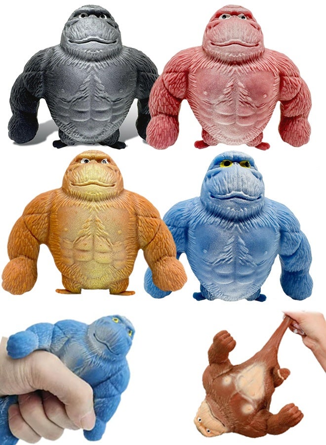 4 Pcs Squishy Monkey Decompress and Squeeze Stress Toy Animal Styling Stress Relief Stretchy Toys Stress Relief Squishy Monkey Toy Elastic and Soft Fidget Toy, Gift for Children and Adults Birthday - Image 1