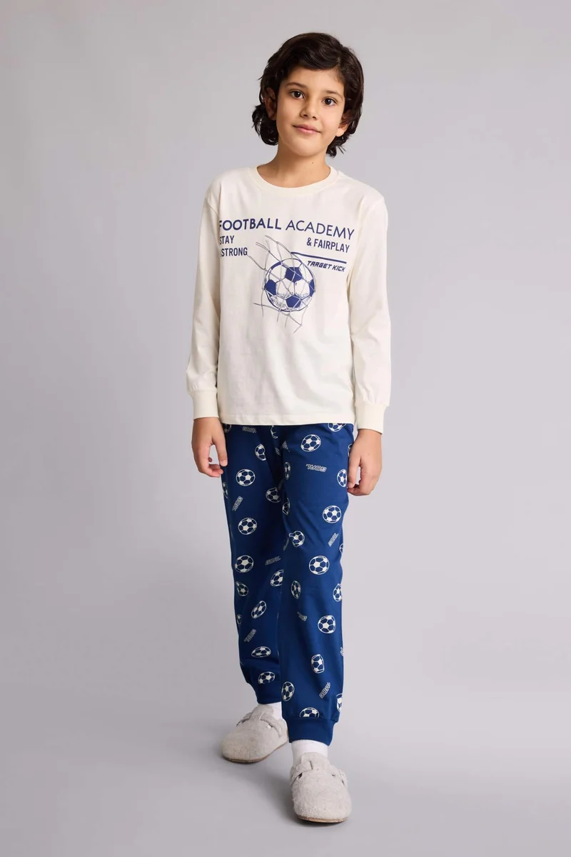 ديفاكتو Boy Cotton Sport Print 2 Piece Pyjamas Set
