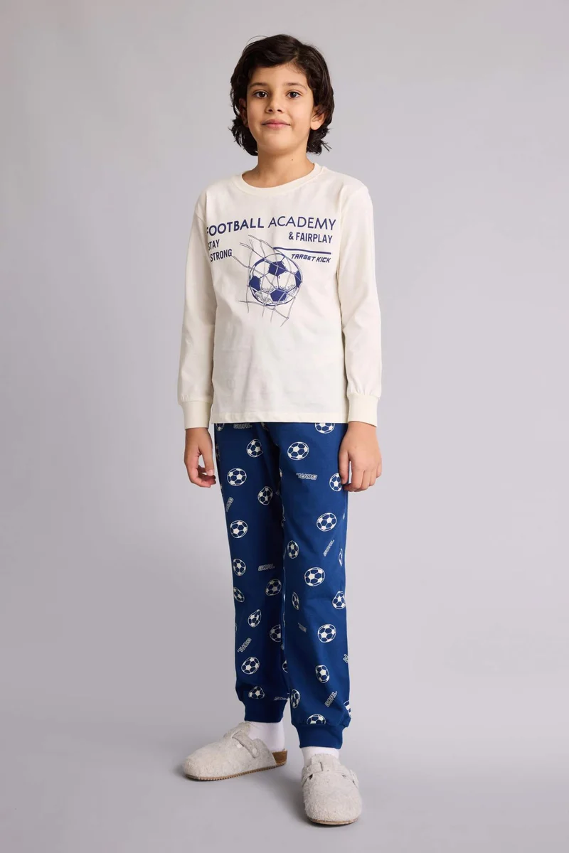 ديفاكتو Boy Cotton Sport Print 2 Piece Pyjamas Set