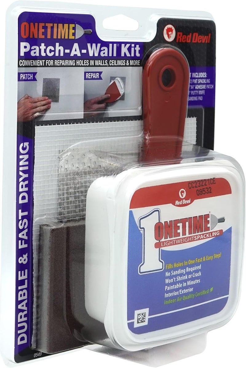Red Devil ONETIME Lightweight Spackling Patch-A-Wall Kit, 1/2 Pint - Ideal for Wall and Ceiling Repairs - Image 2