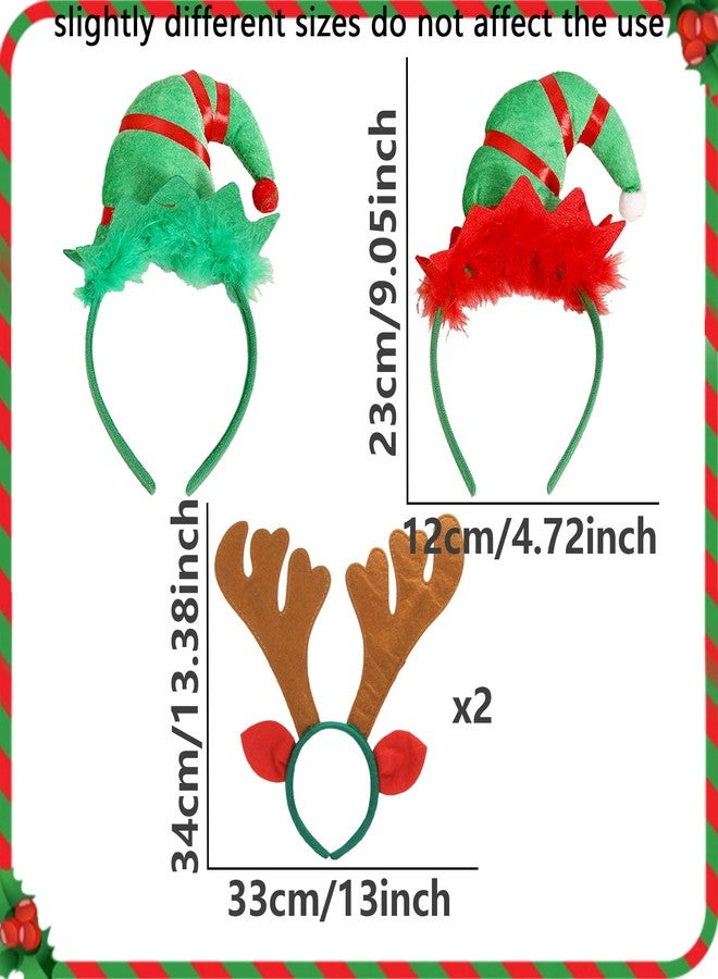 Roaring Good Time 4PCS Christmas Reindeer Headband Christmas Deer Headband Reindeer Headbands Reindeer Antlers Decor Costume for Elf Party Supplies - Image 2