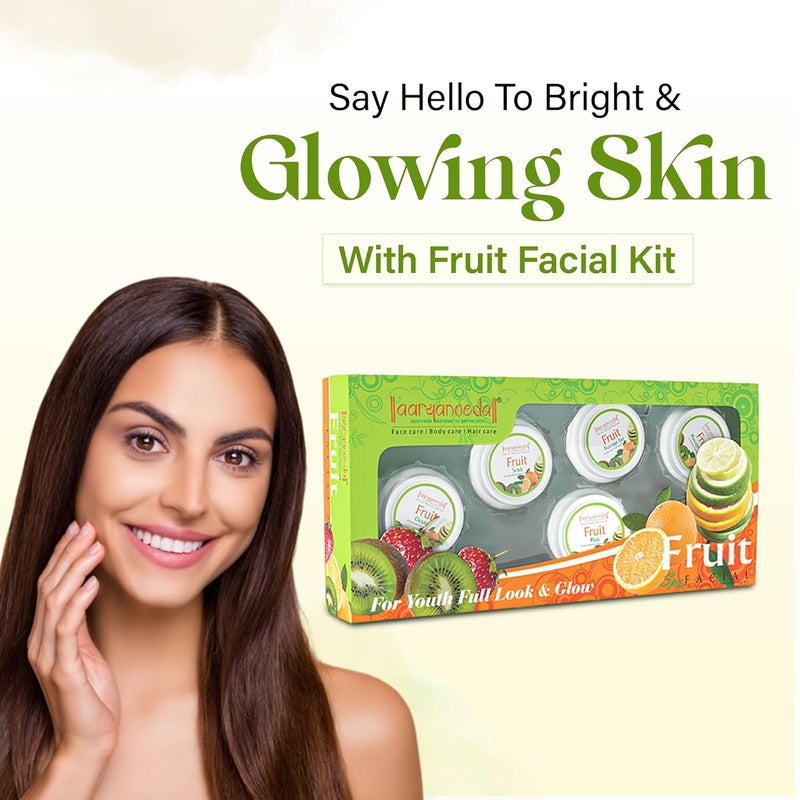 Aryanveda Fruit Facial Kit for Glowing Skin Detan AntiBlemish Hyperpigmentation Reduce Fine Lines Dark Circles DIY Professional Makeup Face Pack for Women Men 210g Pack of 2 - Image 2