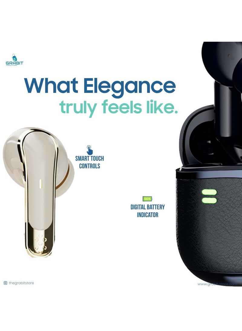 GRABIT GTUNES-DUET True Wireless Earbuds – 25dB ANC, Dual Connectivity, Quad-Mic, 6H Playtime, Leather Case  - Image 2