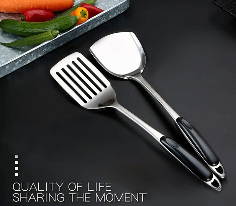 Primetan Stainless Steel Cooking and Serving Spoon Set for Kitchen JSLOTED SPETULA - Image 4