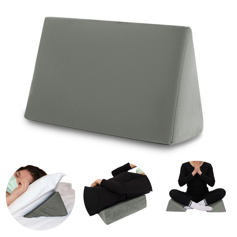 Zantle Small Wedge Pillow Wedge Pillow for Bed Sores Positioning Pillow Positioning Wedge Mini Pillow for Laptop and Yoga Small Foam Wedge for Chair 1 Unit Grey - Image 2