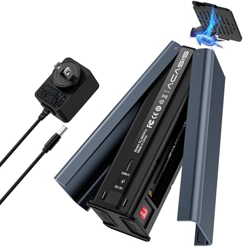 Acasis M.2 NVMe SSD Cloner, Dual-Bay Offline Duplicator with Cooling Fan, USB C to M.2 Cloner, Pcle Size 2230/2242/2260/2280 Compatible (Grey) - Image 1