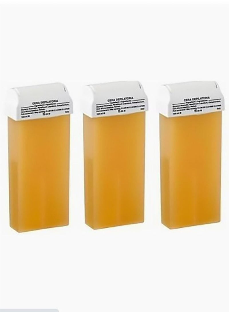 Libra CERA Wax Beauty, Liposoluble Wax, Wax Cartridge, Roll-on Wax Refi.ll Cartridge Hair Removal For Body Waxing - 100 ML (Honey, 3) - Image 1