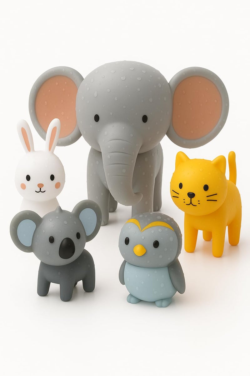 SplashEZ Bath Toys for Toddlers, Mold Free Bath Toys for Kids & Toddlers, No Hole for Bathtub, Pool, Shower Boys & Girls, 5 Animals - Image 1