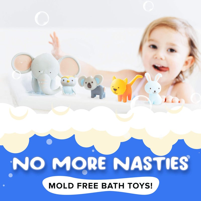 SplashEZ Bath Toys for Toddlers, Mold Free Bath Toys for Kids & Toddlers, No Hole for Bathtub, Pool, Shower Boys & Girls, 5 Animals - Image 3